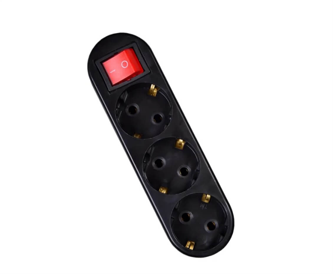 Smart Socket Üçlü Akım Korumalı & Anahtarlı Fiş Priz Golyad Siyah