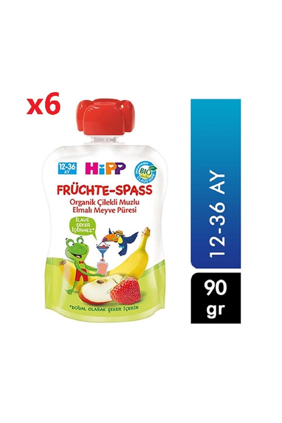 ETC.Hipp Muz-Çilek-Elma Püresi 90 Gr x 6