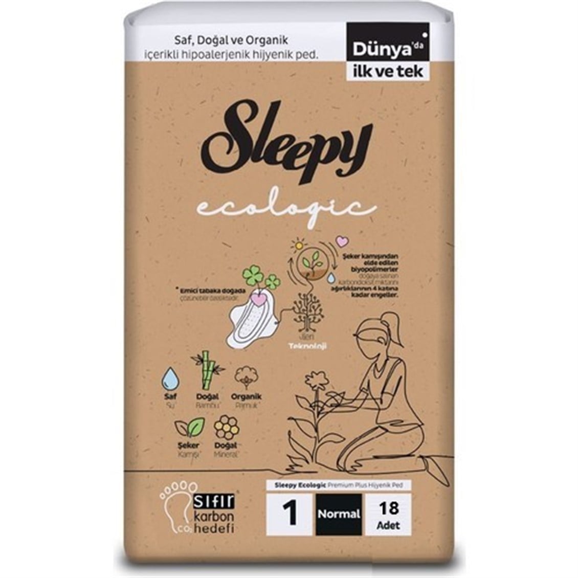 Sleepy Ecologic Premium Plus Hijyenik Ped Gece 18'li