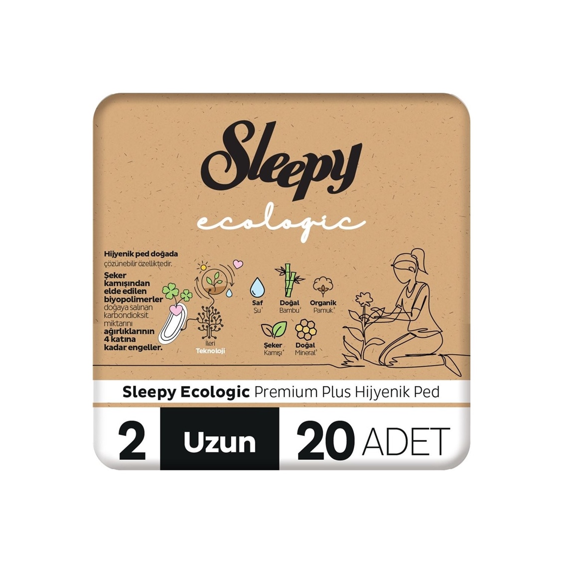 Sleepy Ecologic Premium Plus Hijyenik Ped Uzun 20'li