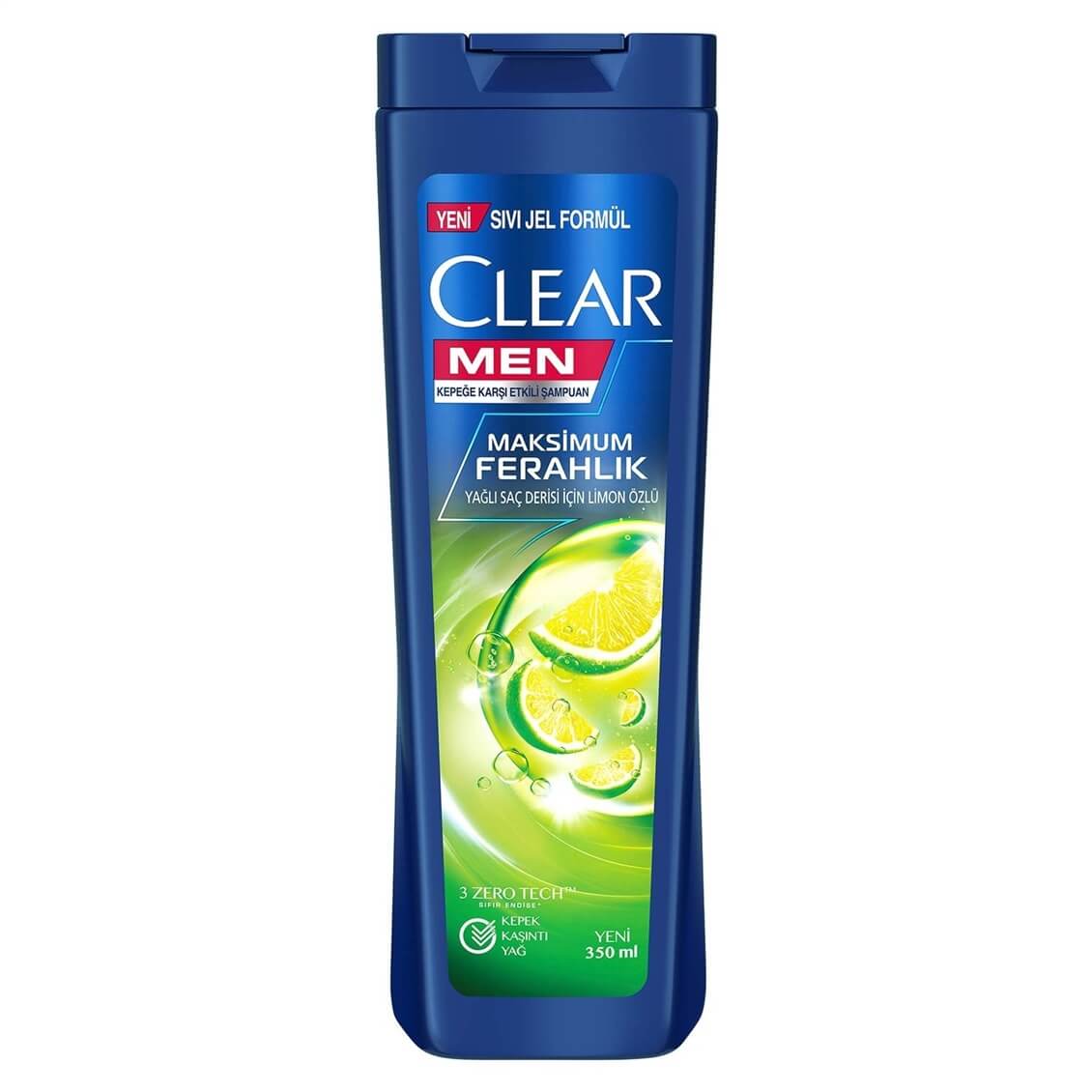 Clear Men Kepeğe Karşı Etkili Şampuan Maksimum Ferahlık Yağlı Saç Derisi İçin Limon Özlü 350 ml