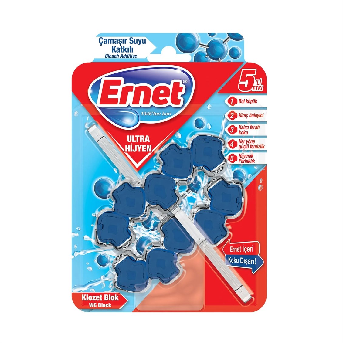 Ernet Ultra Hijyen Klozet Blok Çamaşır Suyu Katkılı 50 gr 2'li
