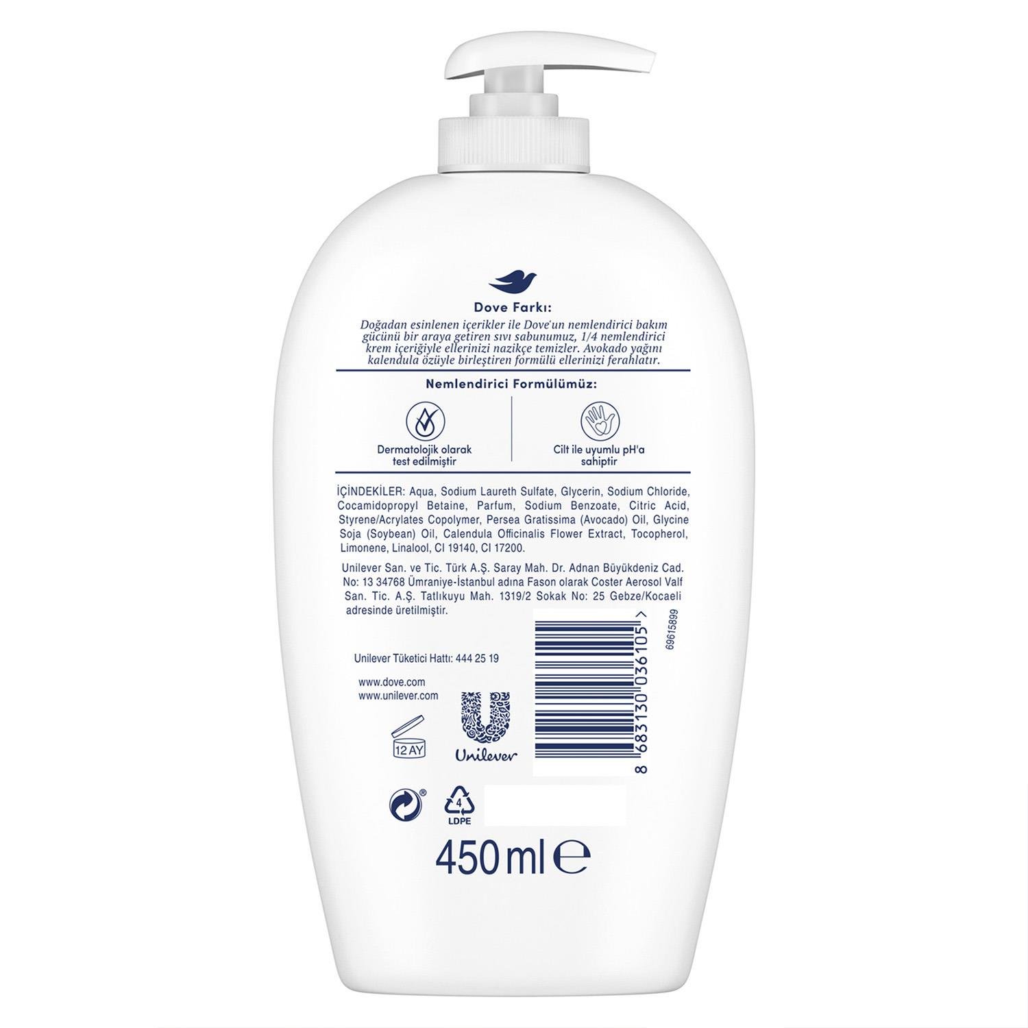 Dove Nemlendirici Sıvı Sabun Avokado Yağı Ve Kalendula Özü 450 ml