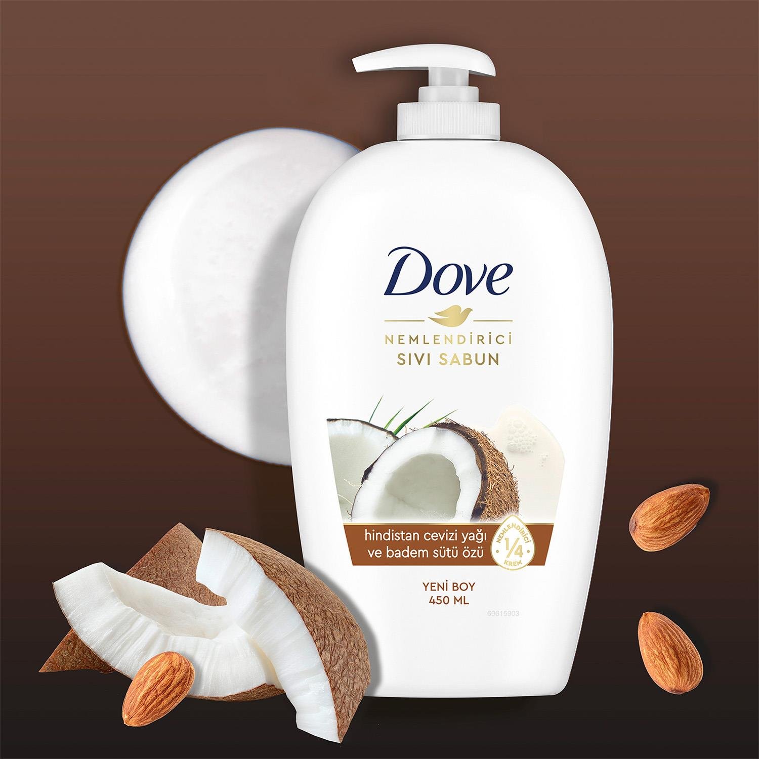 Dove Nemlendirici Sıvı Sabun Hindistan Cevizi Yağı Ve Badem Sütü Özü 450 ml