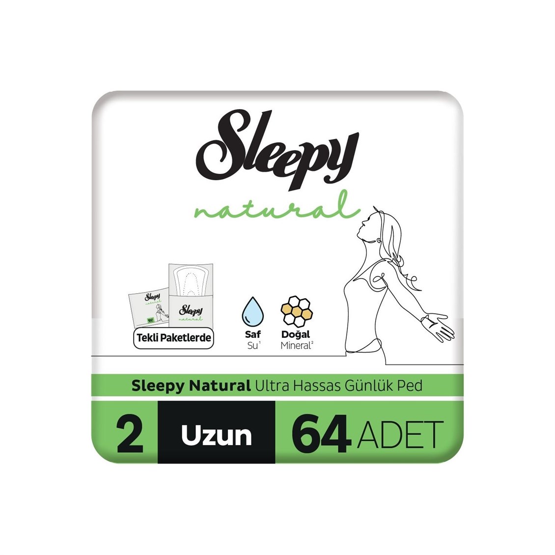 Sleepy Natural Ultra Hassas Günlük Ped Uzun 64'lü