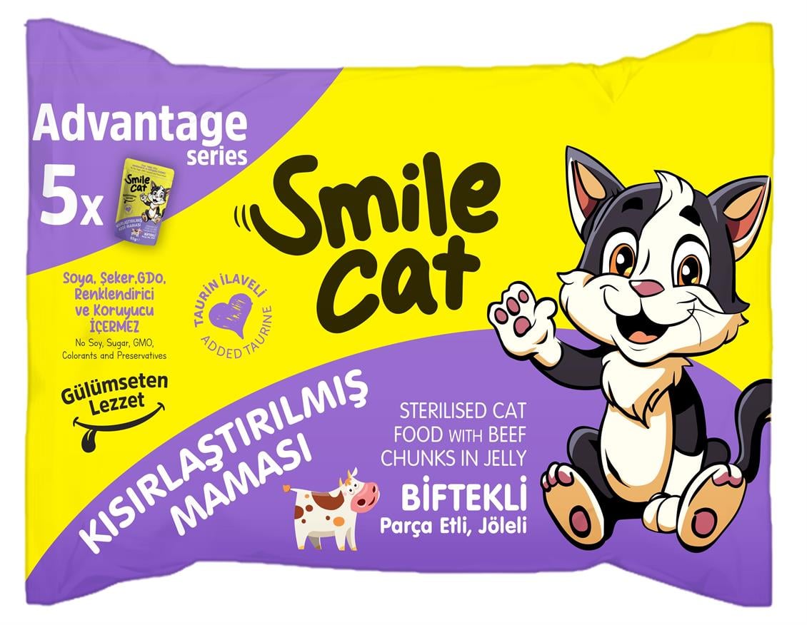 Smile Cat Pouch Biftek 85 gr 5'li