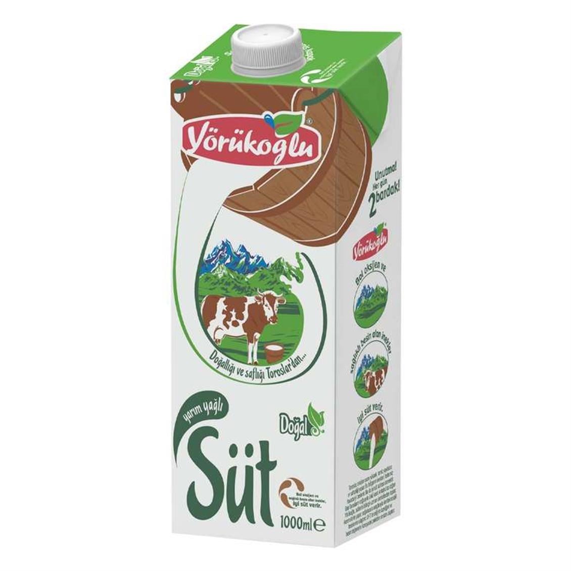 Yörükoğlu Süt Yarım Yağlı 1 lt