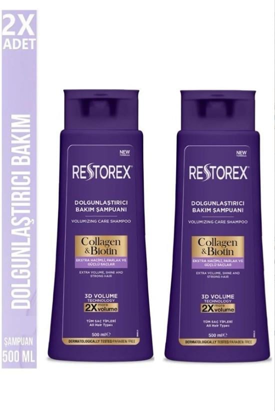 Restorex Collagen Biotin Hacimsiz Saçlar İçin Dolgunlaştırıcı Şampuan 500 Ml X2