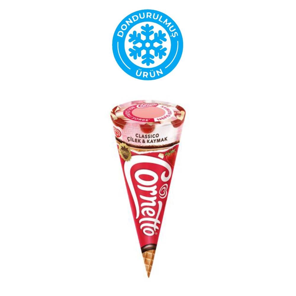 Algida Cornetto Classic Çilek ve Kaymak 120 ml