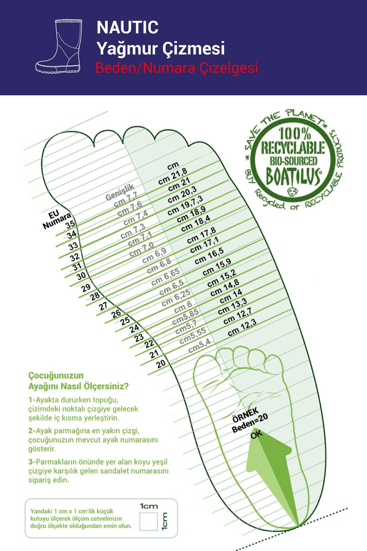 Nautic-B 08-20 Boatilus Nautic-B PastelGreen/White Çocuk Yağmur Çizmesi