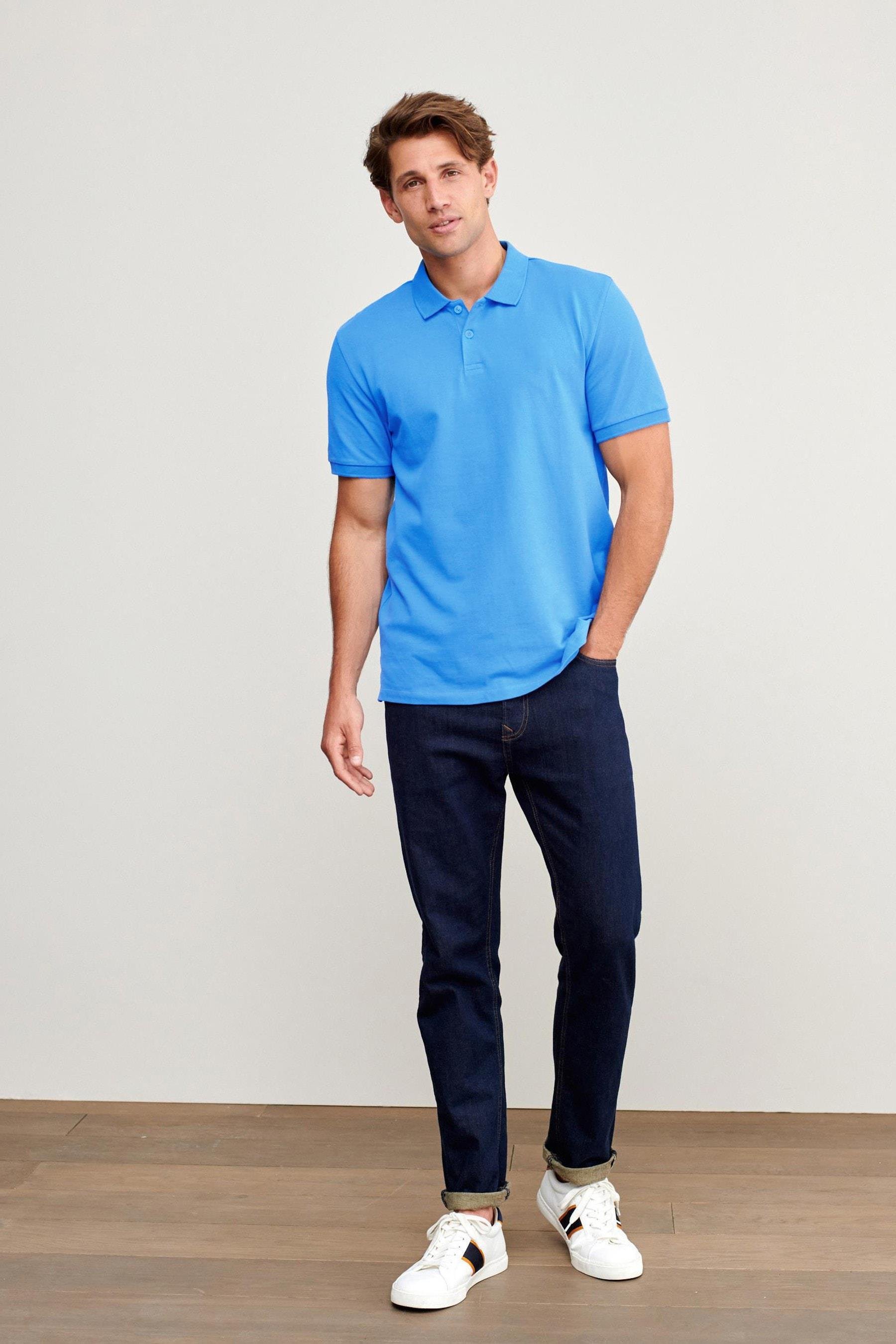 Erkek Kısa Kollu Polo Yaka T-shirt - MAVİ