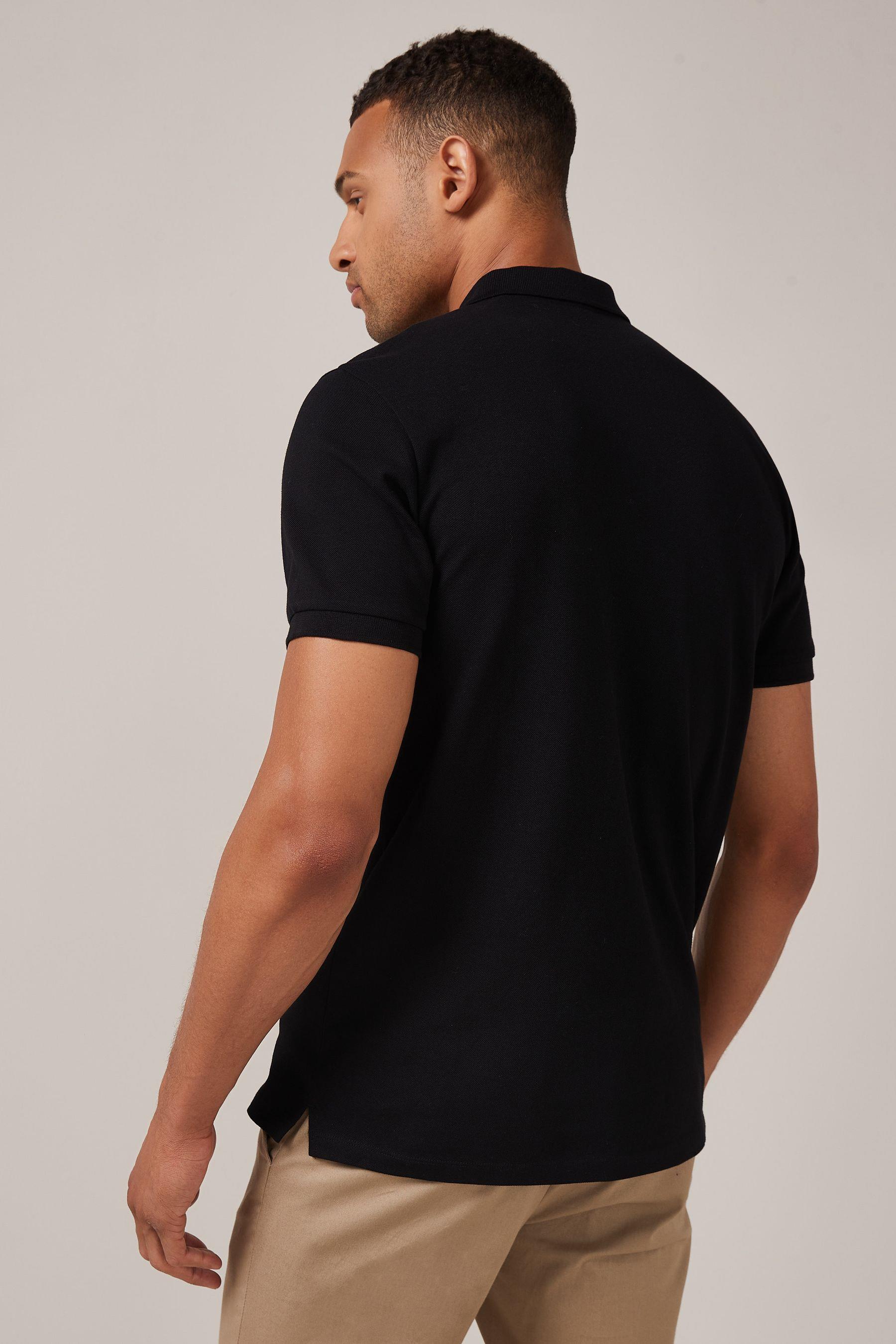 Erkek Kısa Kollu Polo Yaka T-shirt - SİYAH