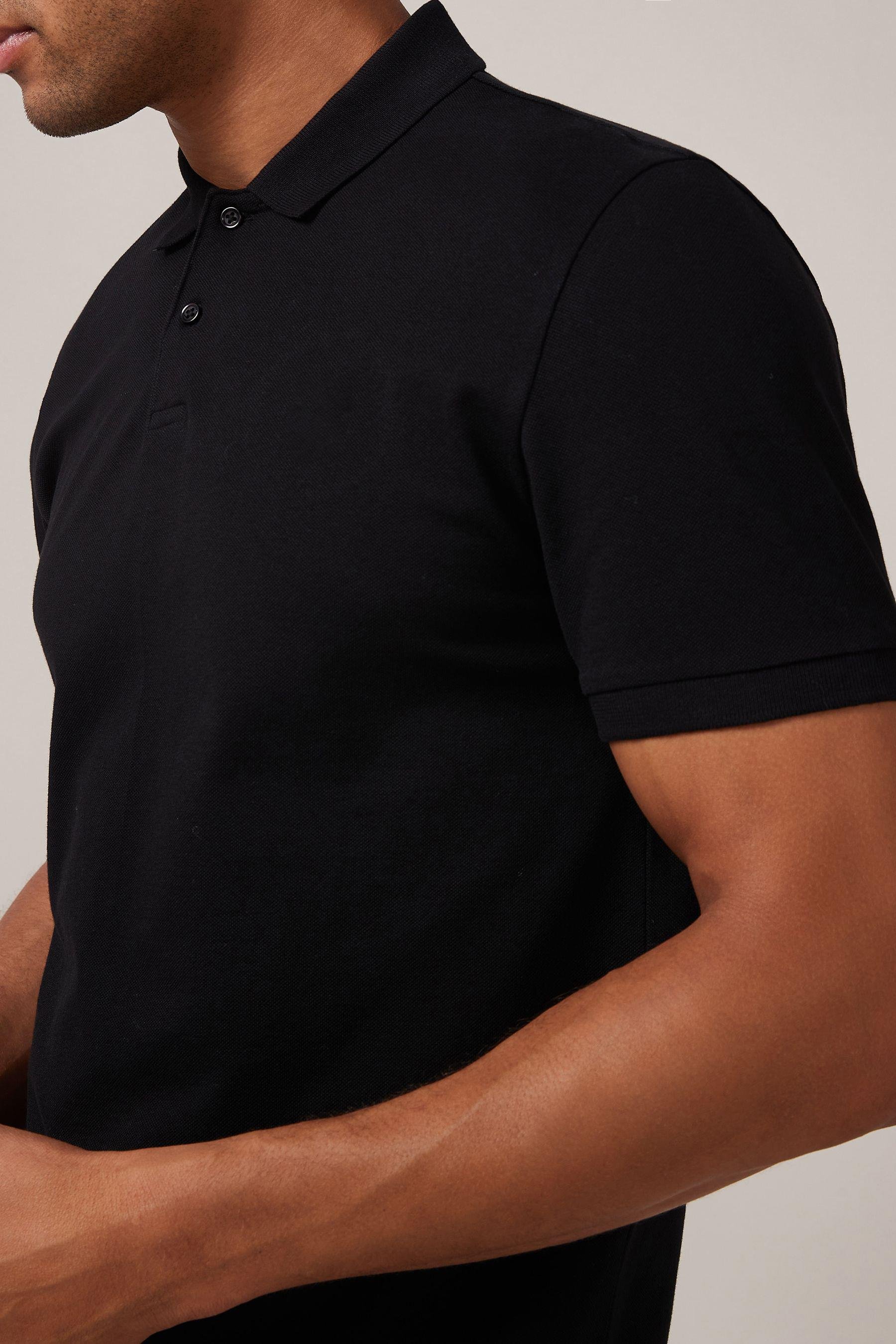 Erkek Kısa Kollu Polo Yaka T-shirt - SİYAH