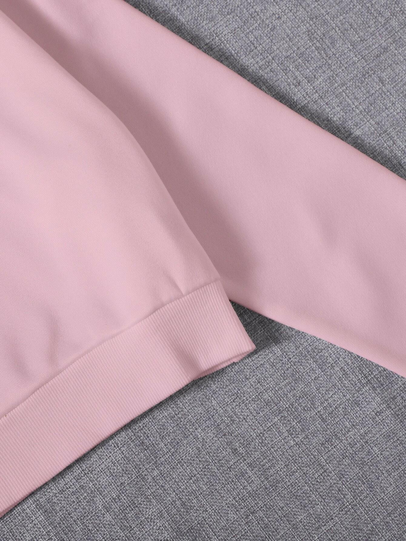 Kadın Basic Crop İçi Polarlı Oversize Sweatshirt - PEMBE