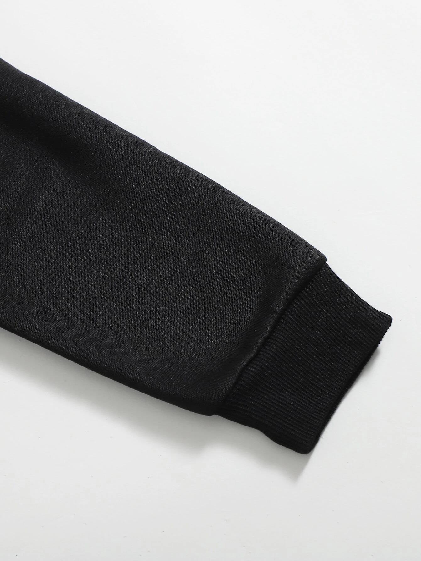 Kadın Basic Crop İçi Polarlı Oversize Sweatshirt - SİYAH