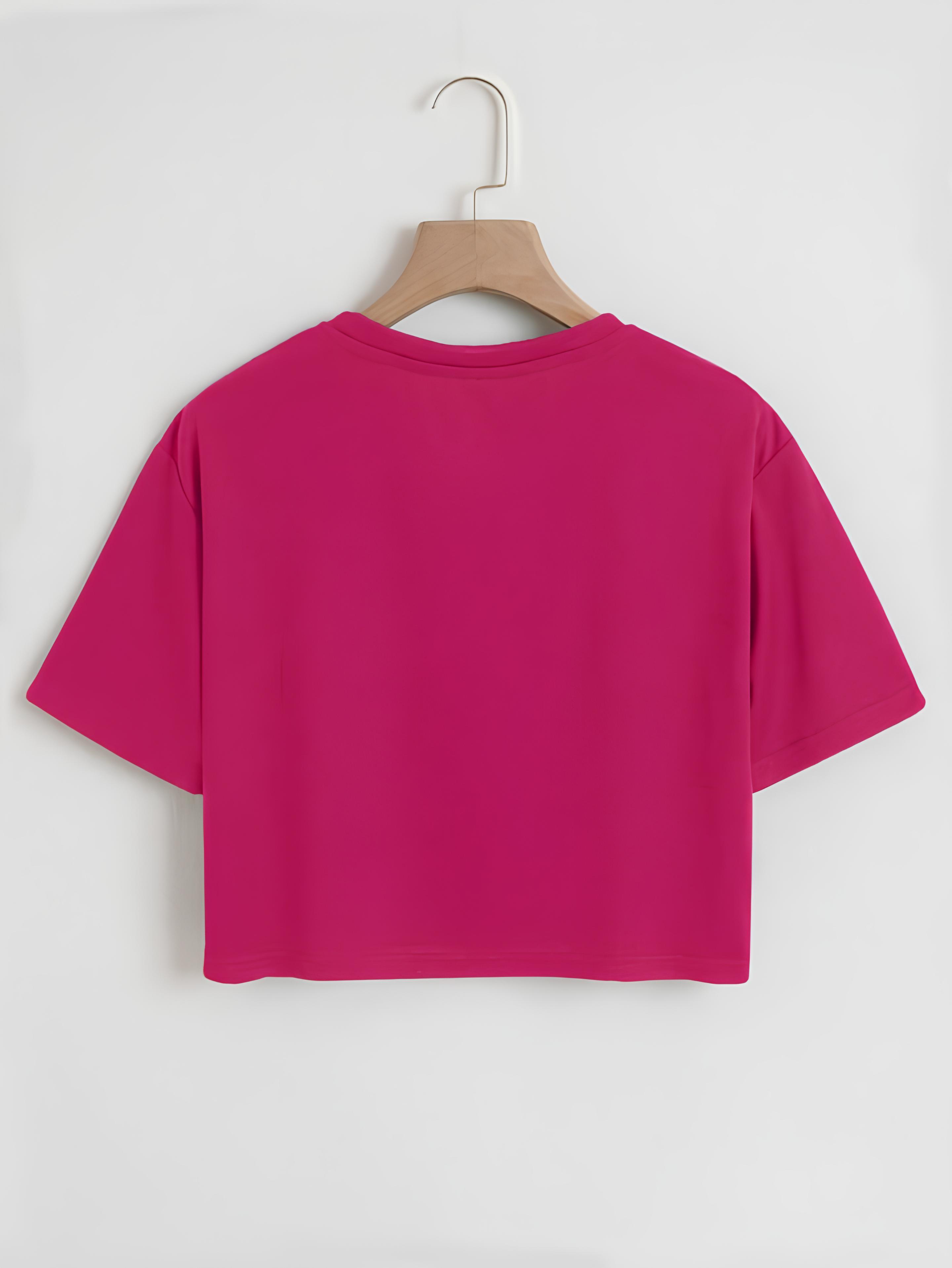 Softway Kadın Oversize Bisiklet Yaka Düz Crop T-shirt