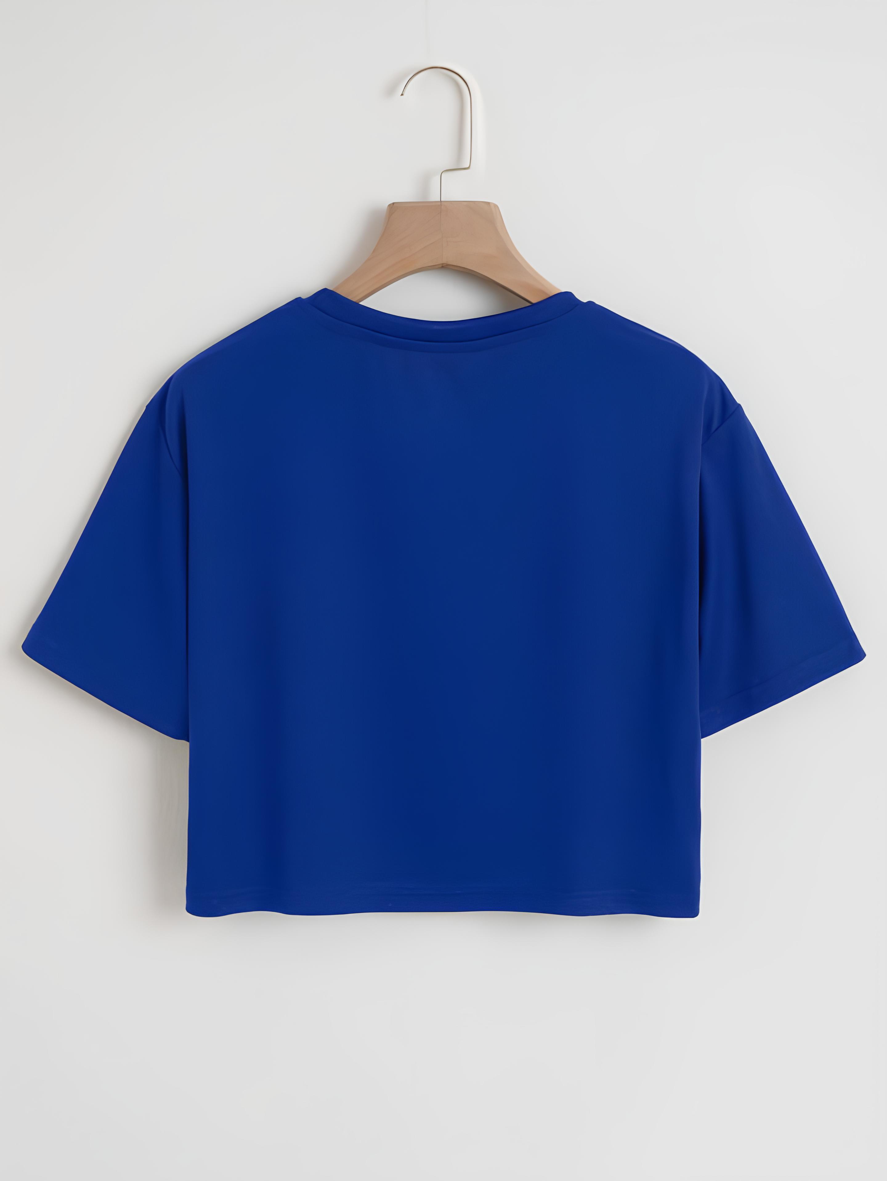 Softway Kadın Oversize Bisiklet Yaka Düz Crop T-shirt