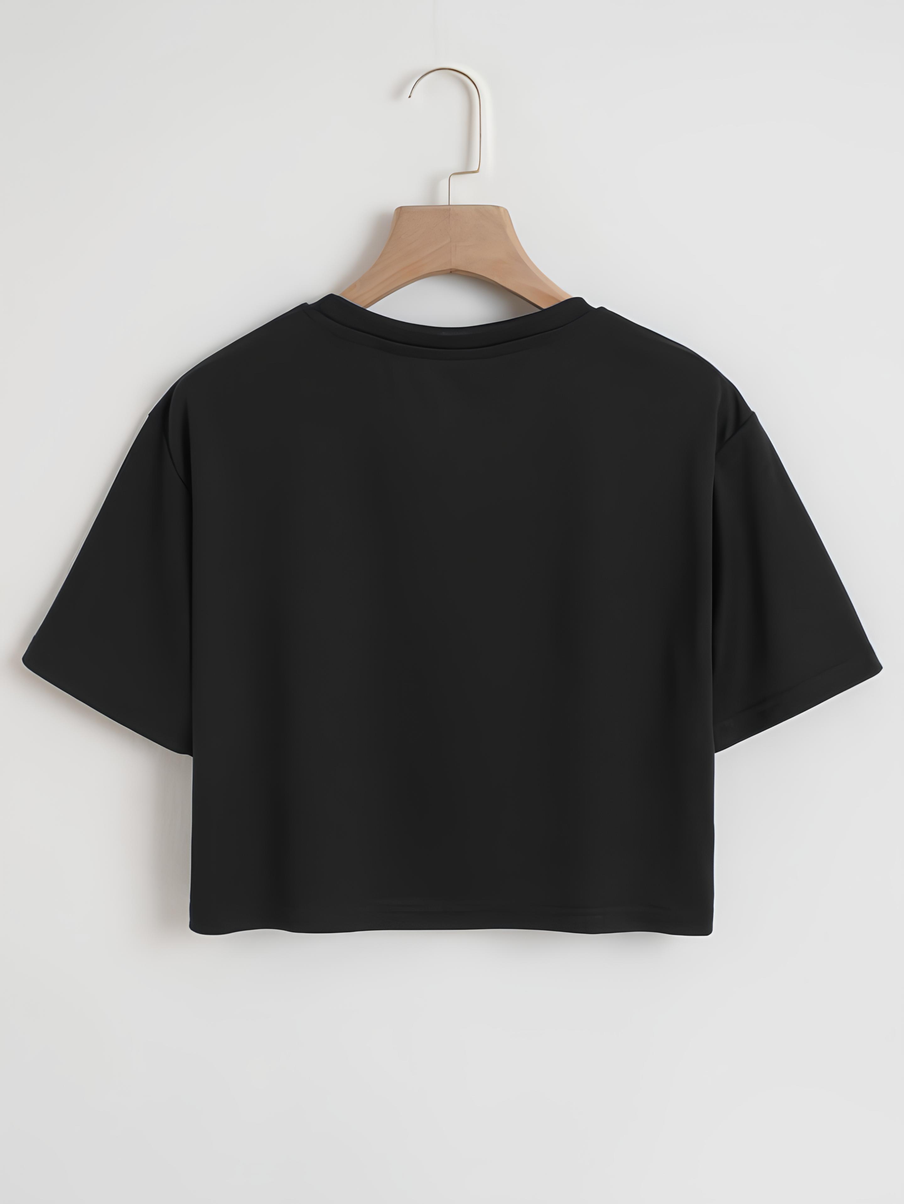 Softway Kadın Oversize Bisiklet Yaka Düz Crop T-shirt