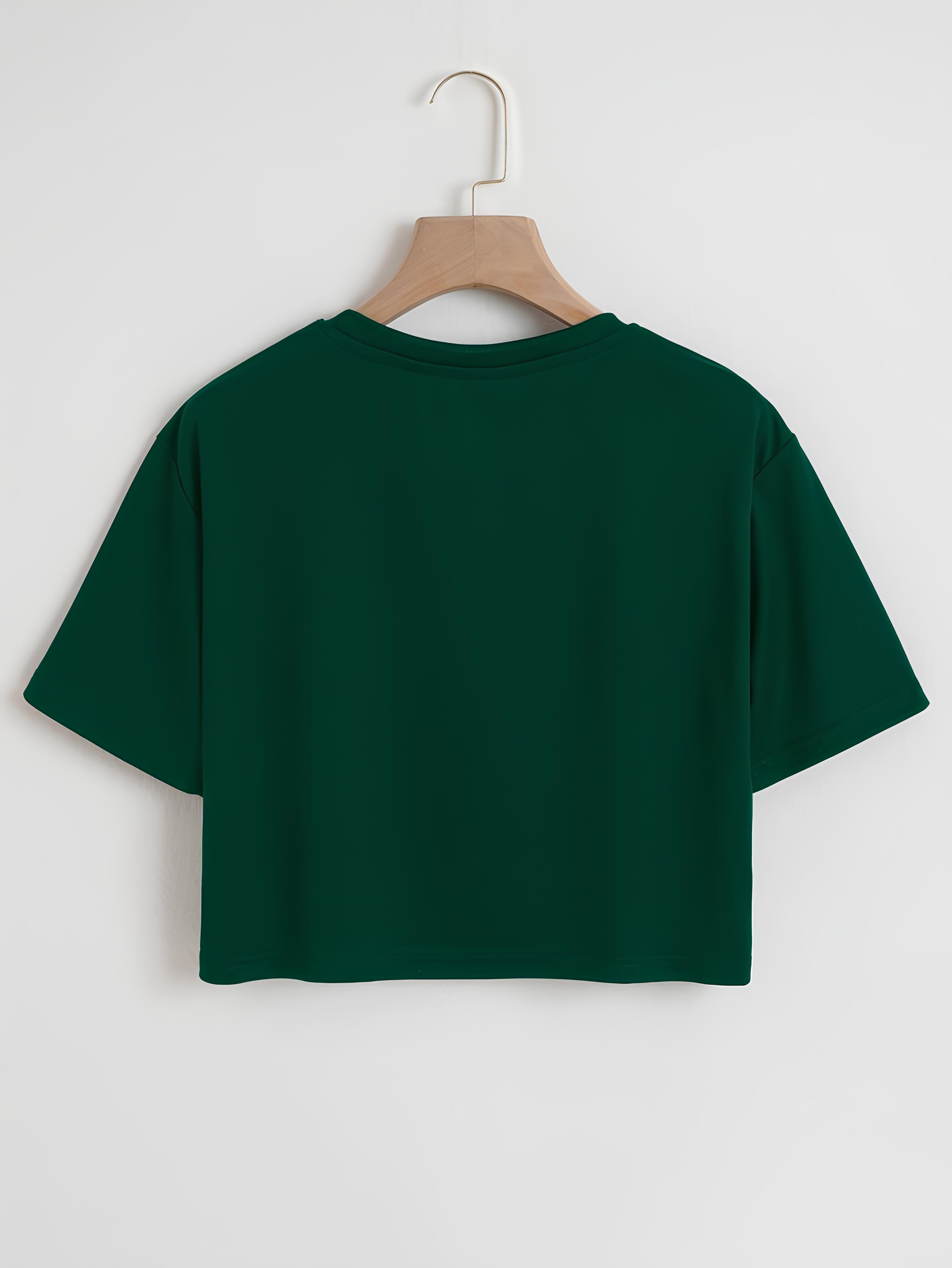Softway Kadın Oversize Bisiklet Yaka Düz Crop T-shirt