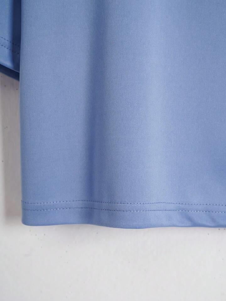 Softway Kadın Oversize Bisiklet Yaka Düz Crop T-shirt