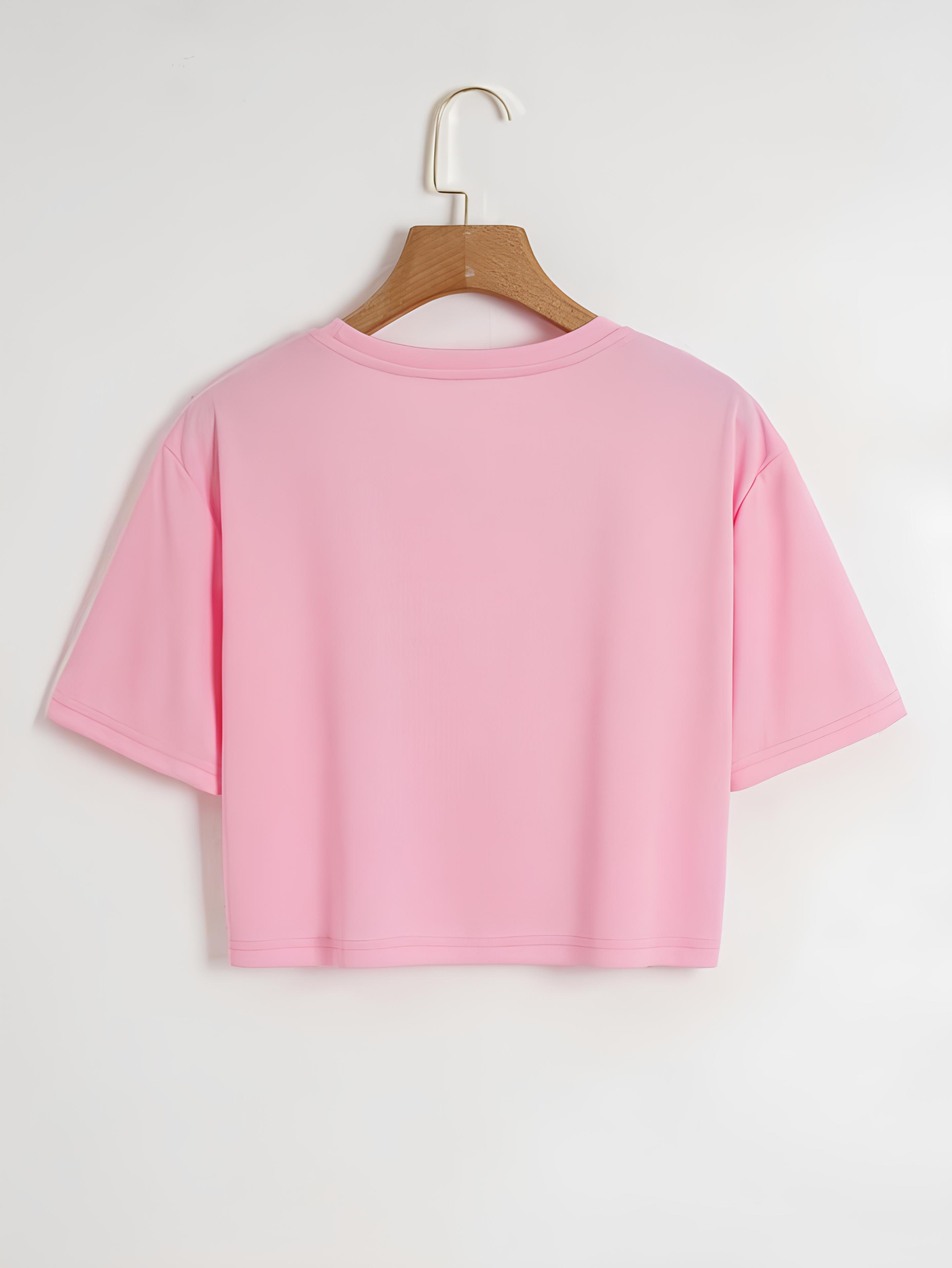 Softway Kadın Oversize Bisiklet Yaka Düz Crop T-shirt