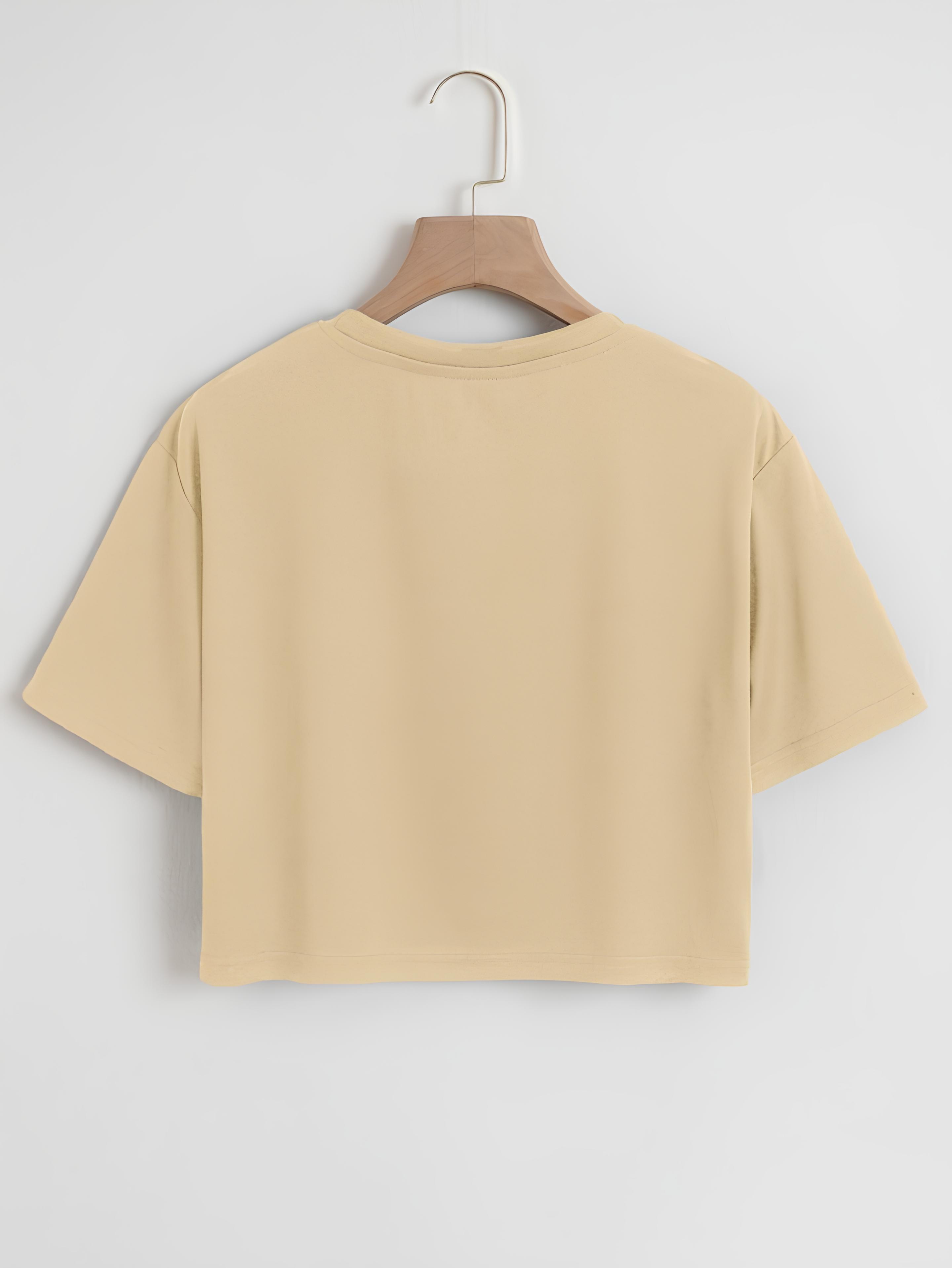 Softway Kadın Oversize Bisiklet Yaka Düz Crop T-shirt