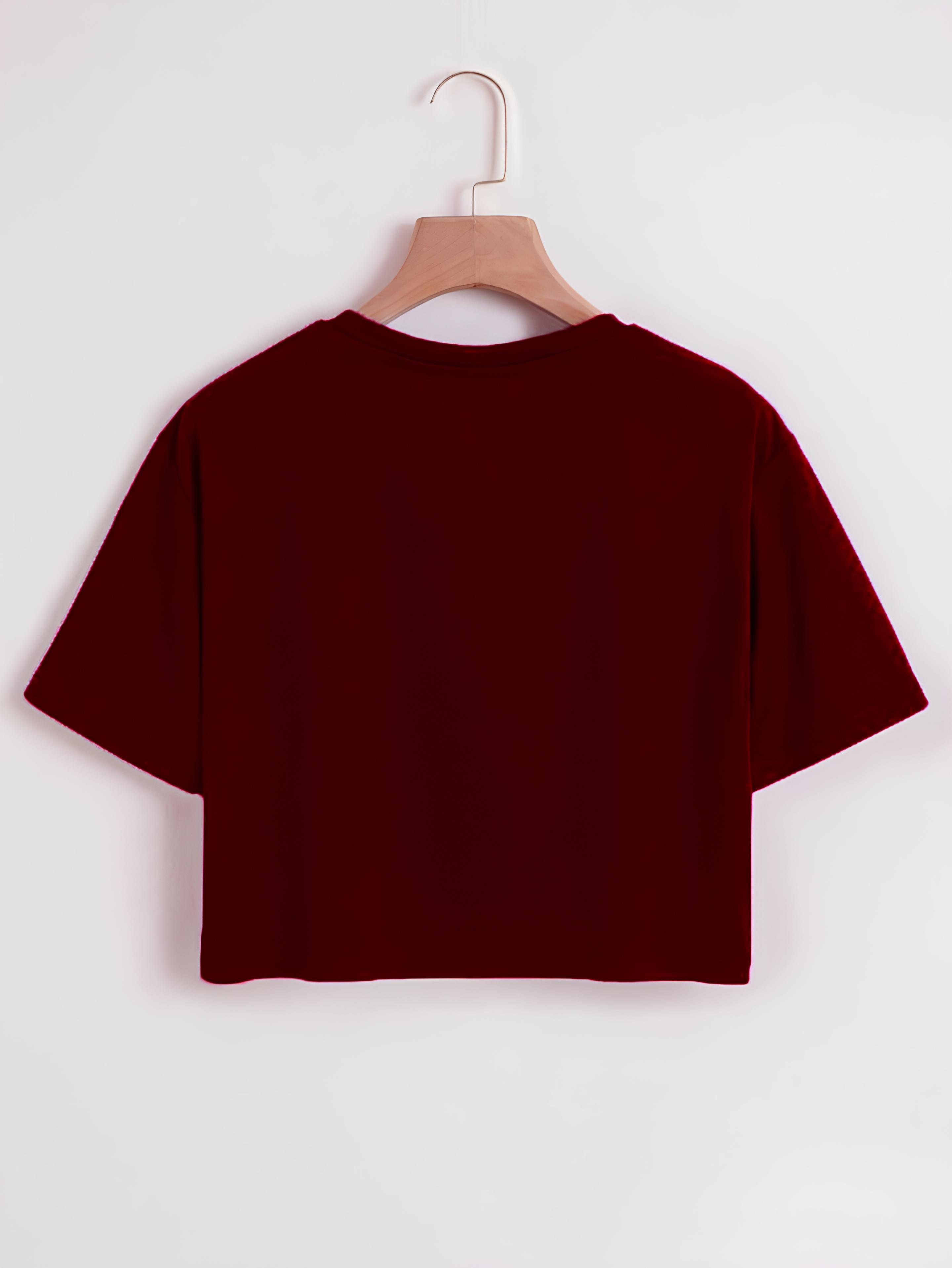 Softway Kadın Oversize Bisiklet Yaka Düz Crop T-shirt