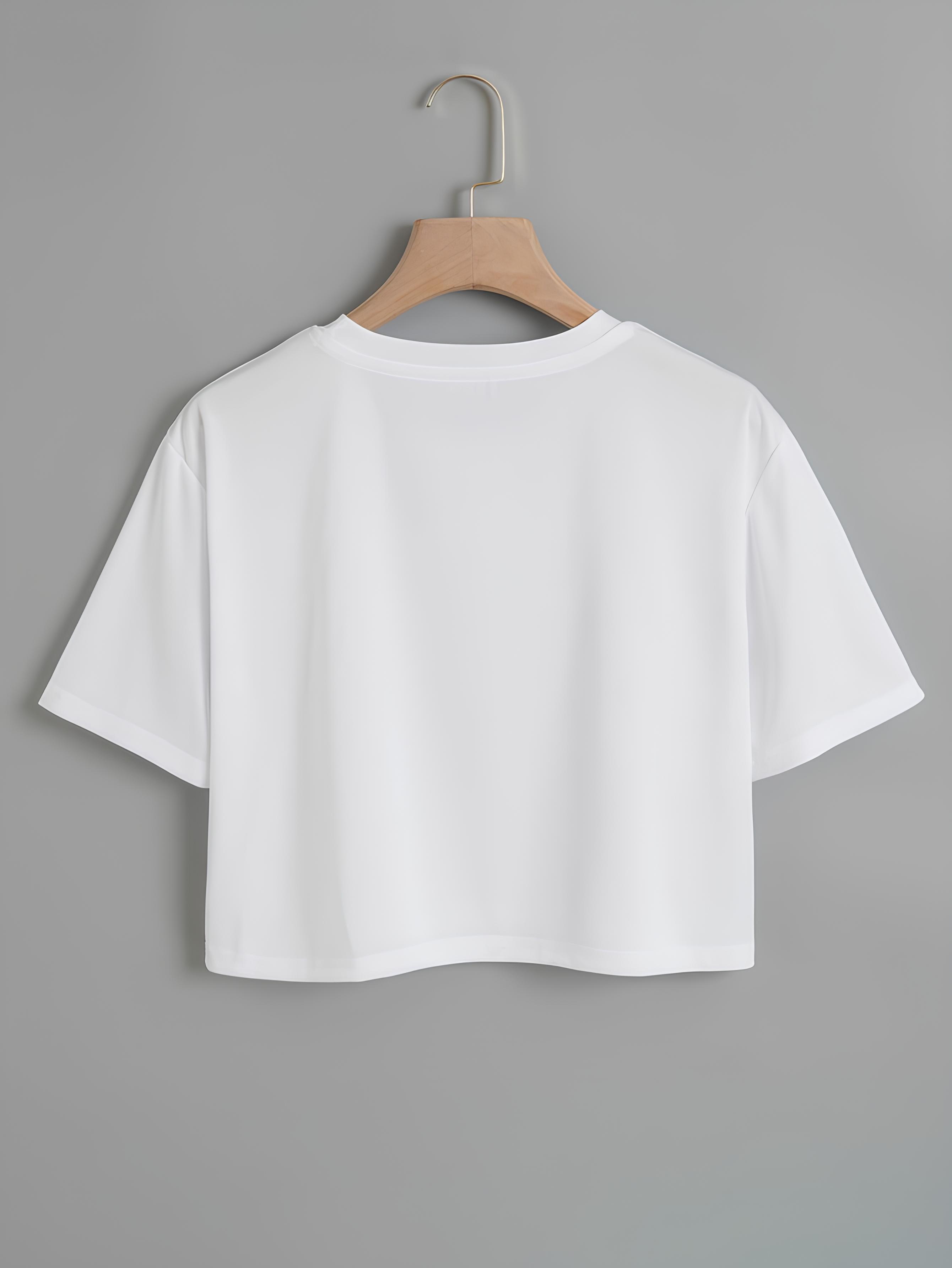 Softway Kadın Oversize Bisiklet Yaka Düz Crop T-shirt