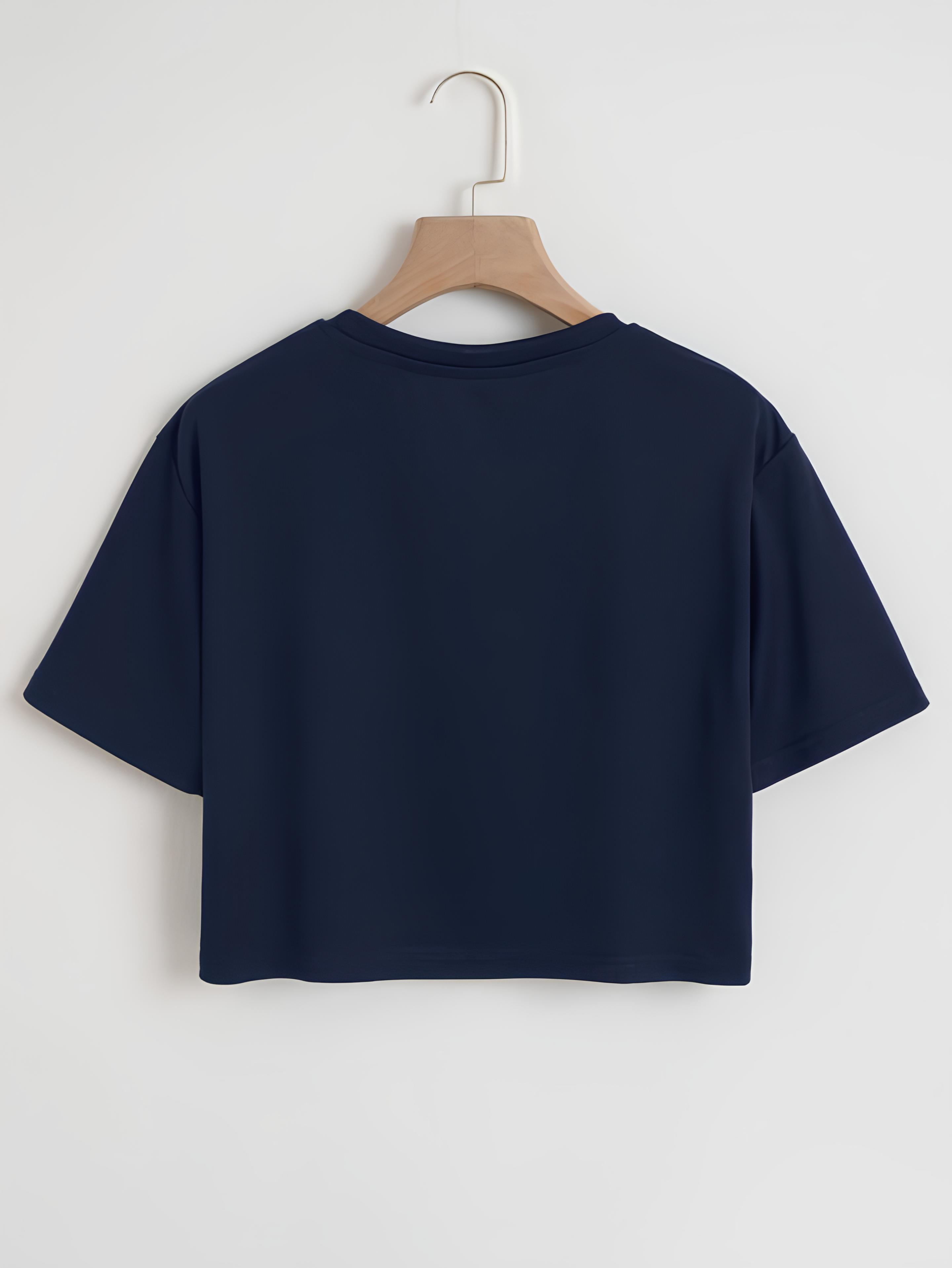 Softway Kadın Oversize Bisiklet Yaka Düz Crop T-shirt