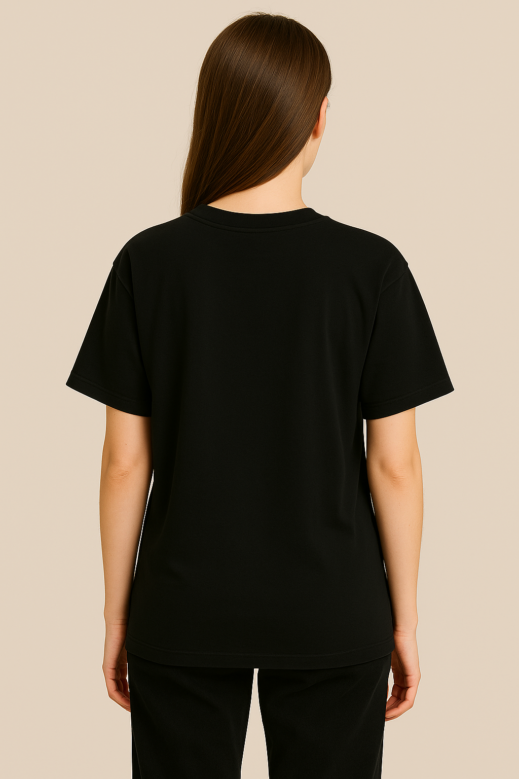 Unisex %100 Organik Pamuklu Kalın Dokulu Düz Oversize T-shirt - SİYAH