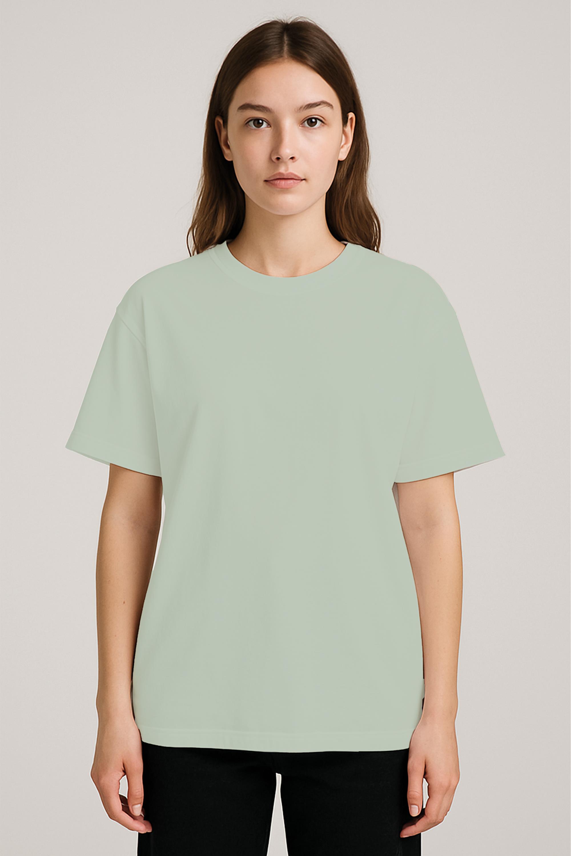 Unisex %100 Organik Pamuklu Kalın Dokulu Düz Oversize T-shirt - BEJ