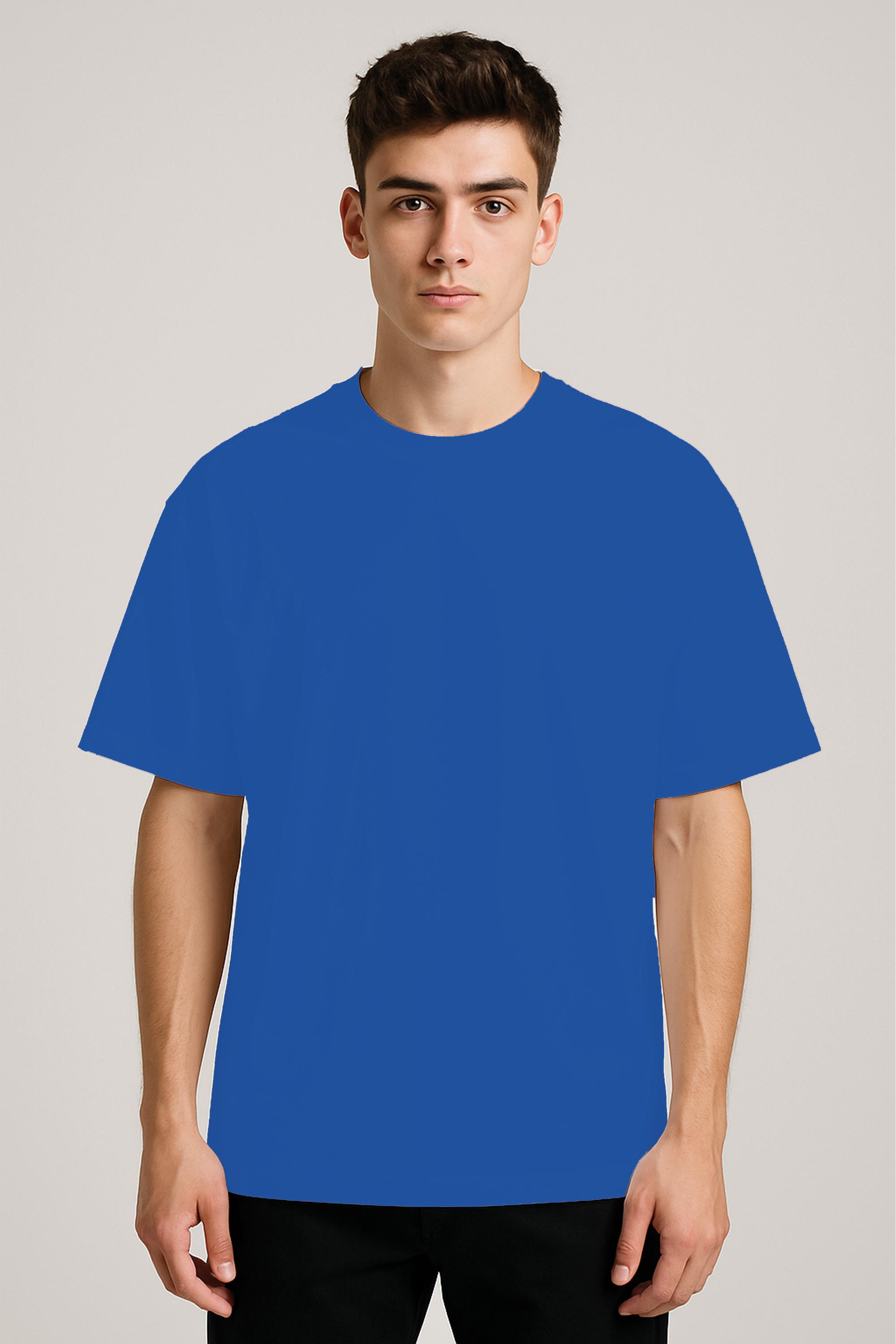 Unisex %100 Organik Pamuklu Kalın Dokulu Düz Oversize T-shirt - SAKS MAVİSİ