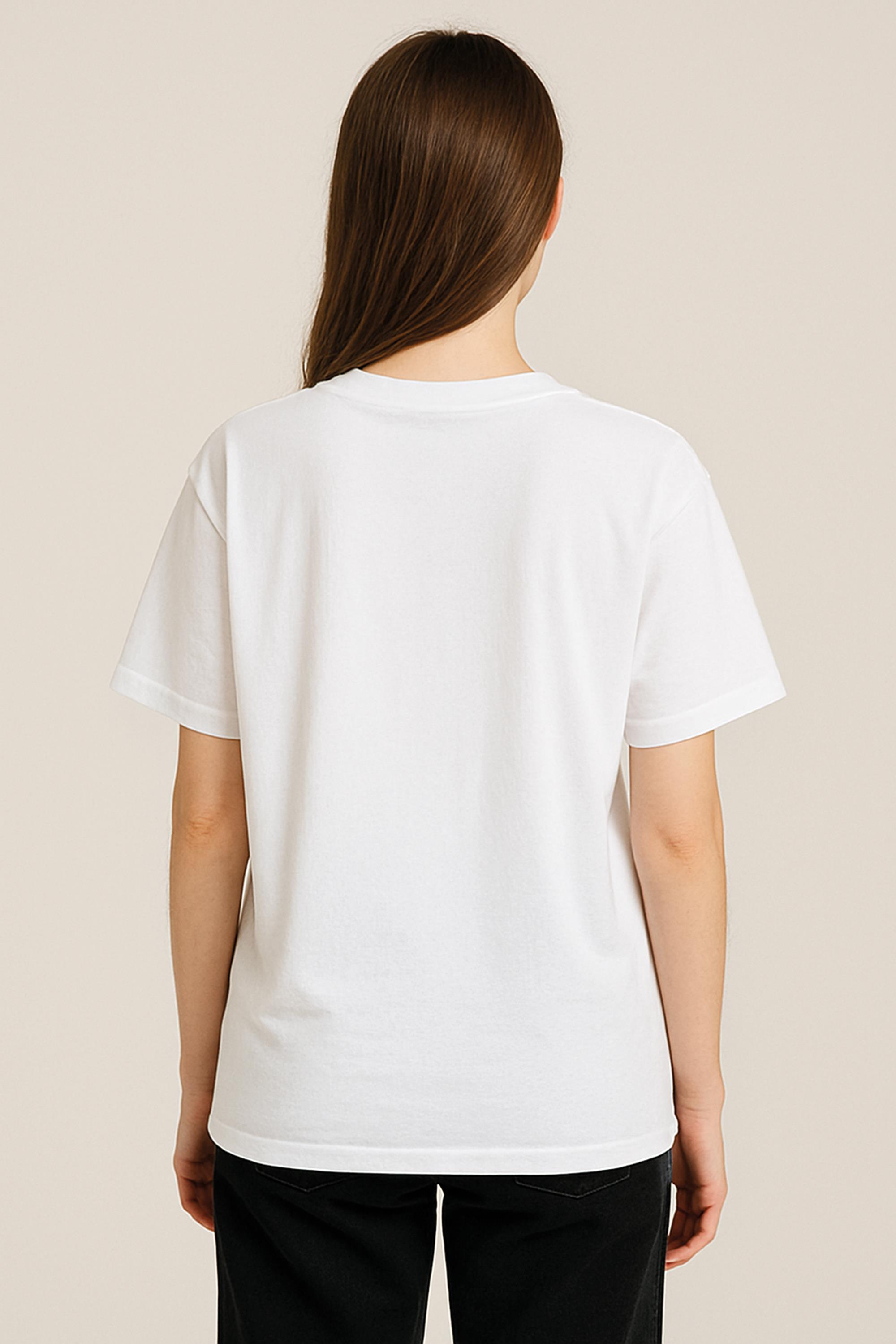 Unisex %100 Organik Pamuklu Kalın Dokulu Düz Oversize T-shirt - BEYAZ