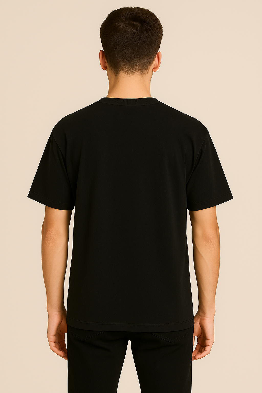 Unisex %100 Organik Pamuklu Kalın Dokulu Düz Oversize T-shirt - SİYAH