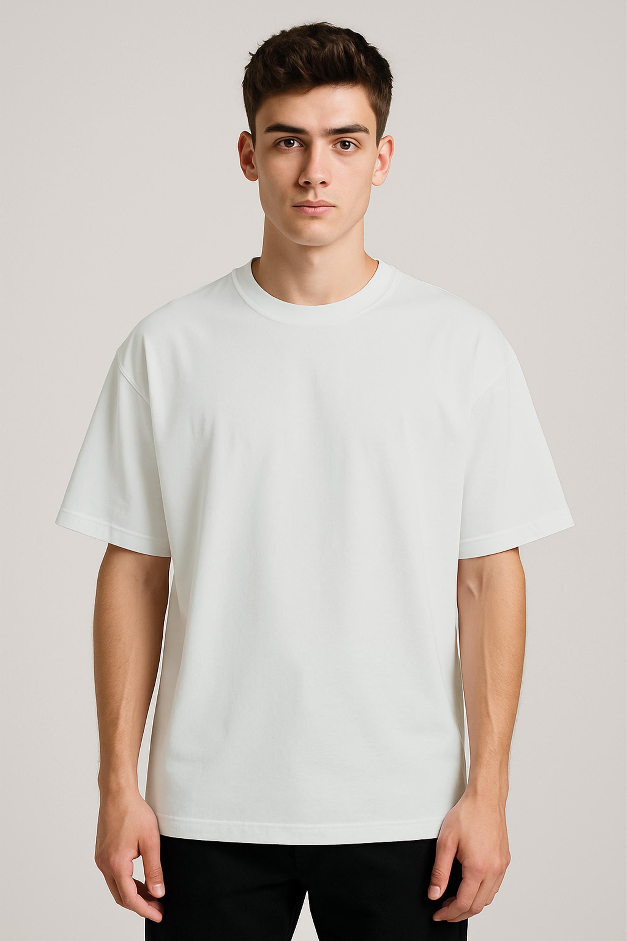 Unisex %100 Organik Pamuklu Kalın Dokulu Düz Oversize T-shirt - EKRU