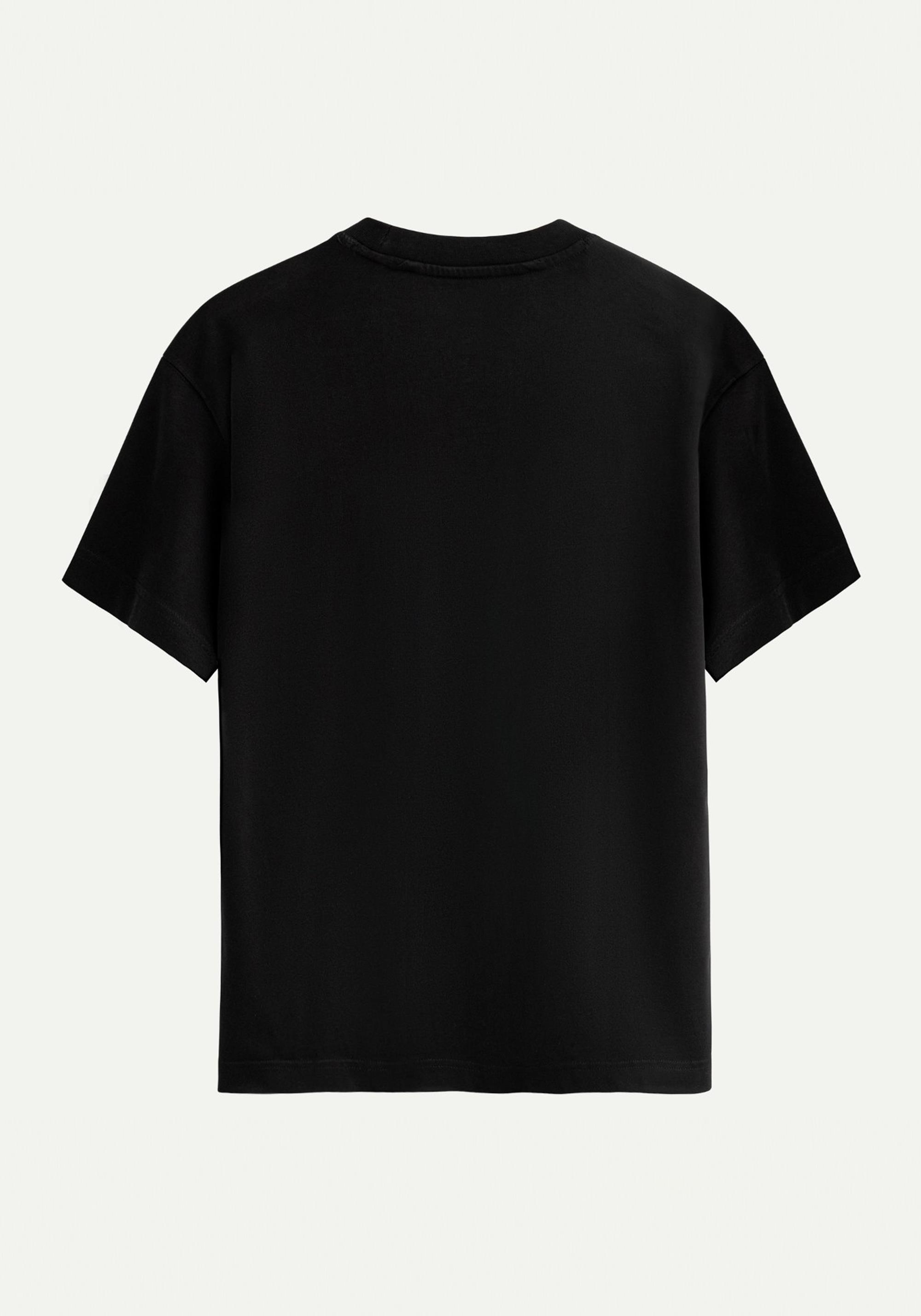 Unisex %100 Organik Pamuklu Kalın Dokulu Düz Oversize T-shirt - SİYAH