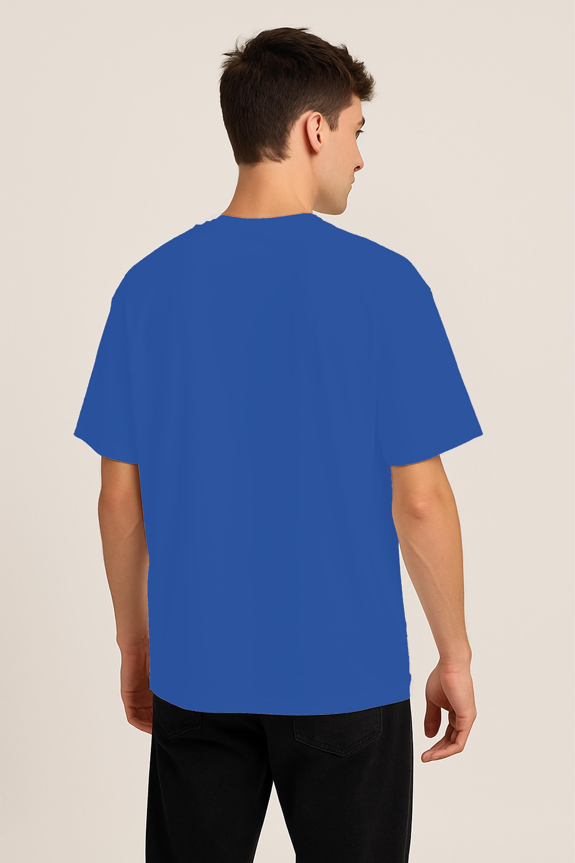 Unisex %100 Organik Pamuklu Kalın Dokulu Düz Oversize T-shirt - SAKS MAVİSİ