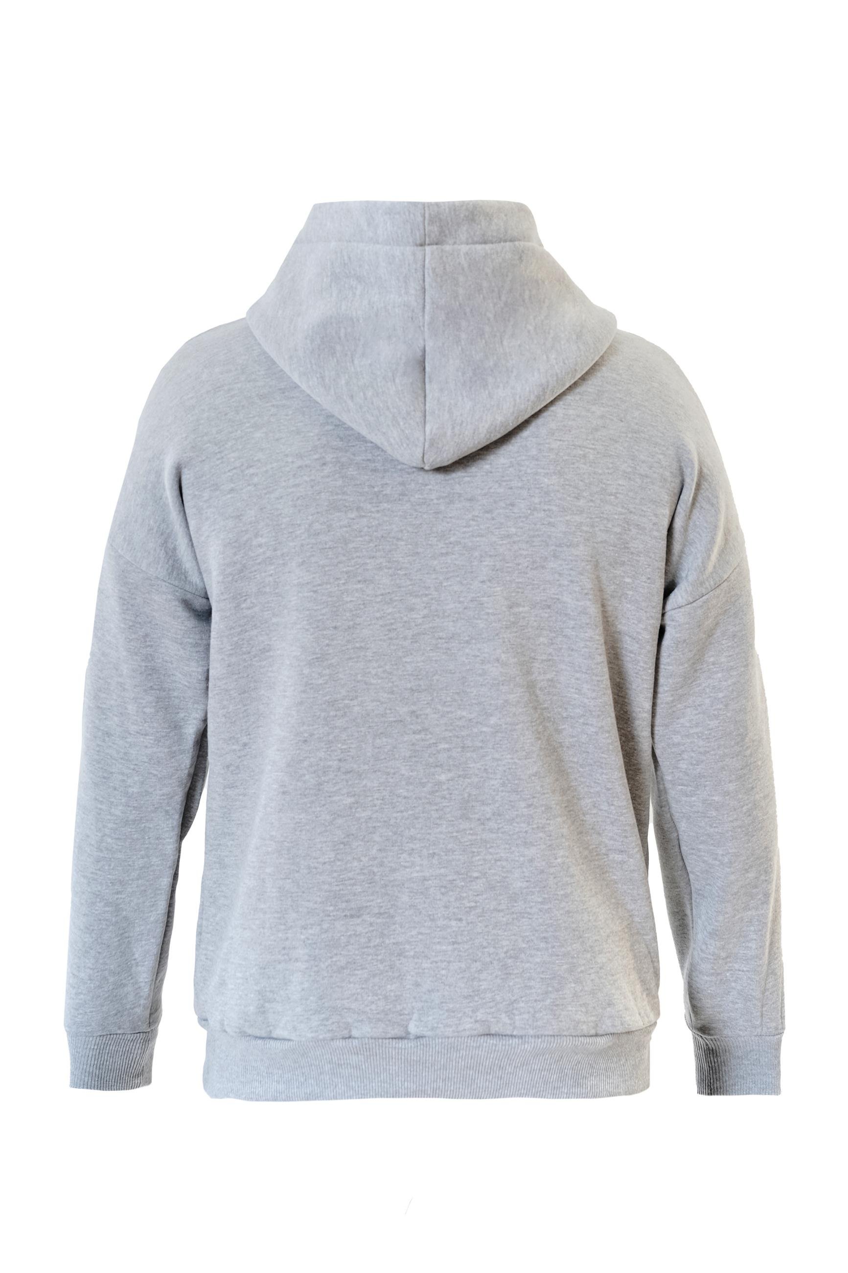 Unisex Basic Düz Renk Kapüşonlu İçi Yumuşak Polarlı Oversize Sweatshirt - GRİ