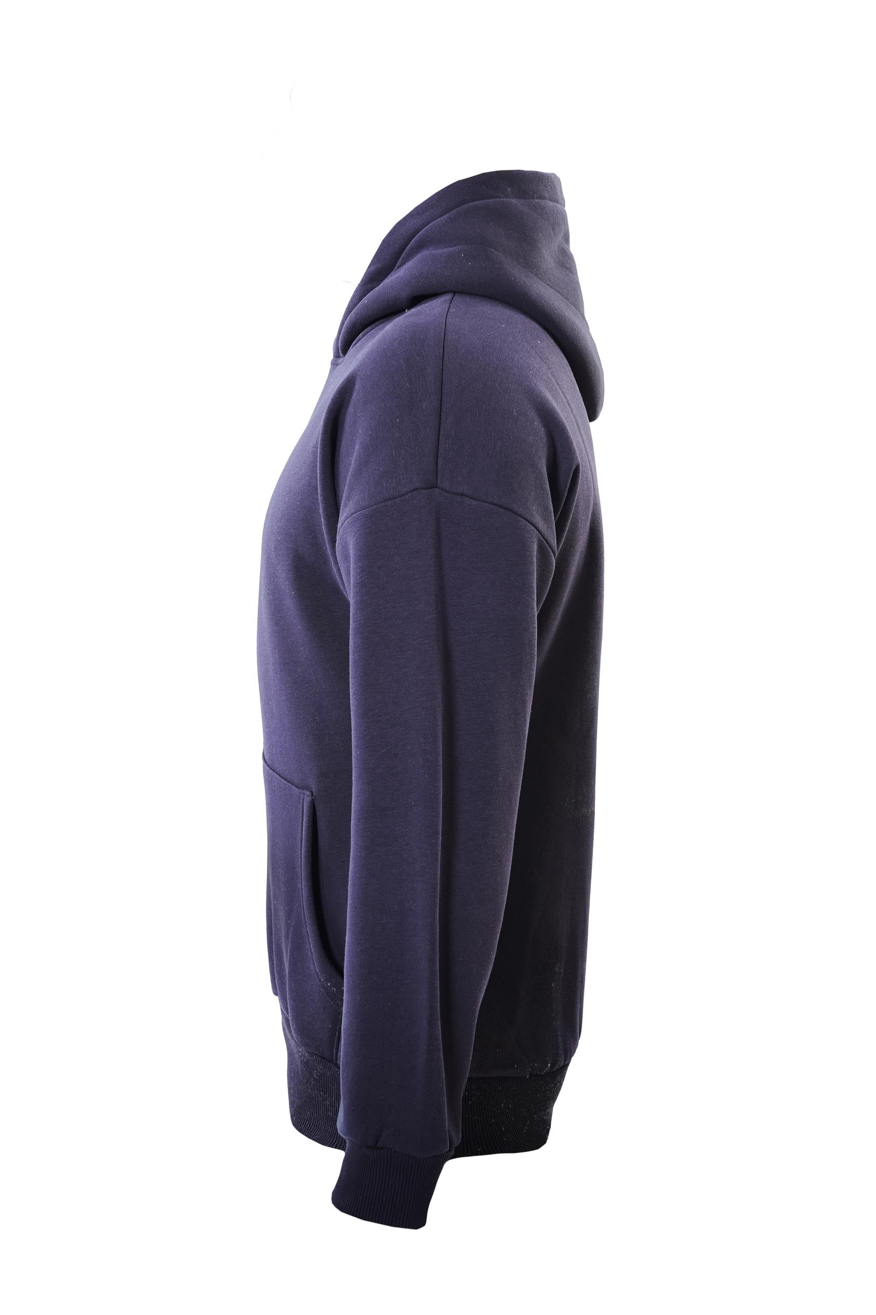 Unisex Basic Düz Renk Kapüşonlu İçi Yumuşak Polarlı Oversize Sweatshirt - LACİVERT