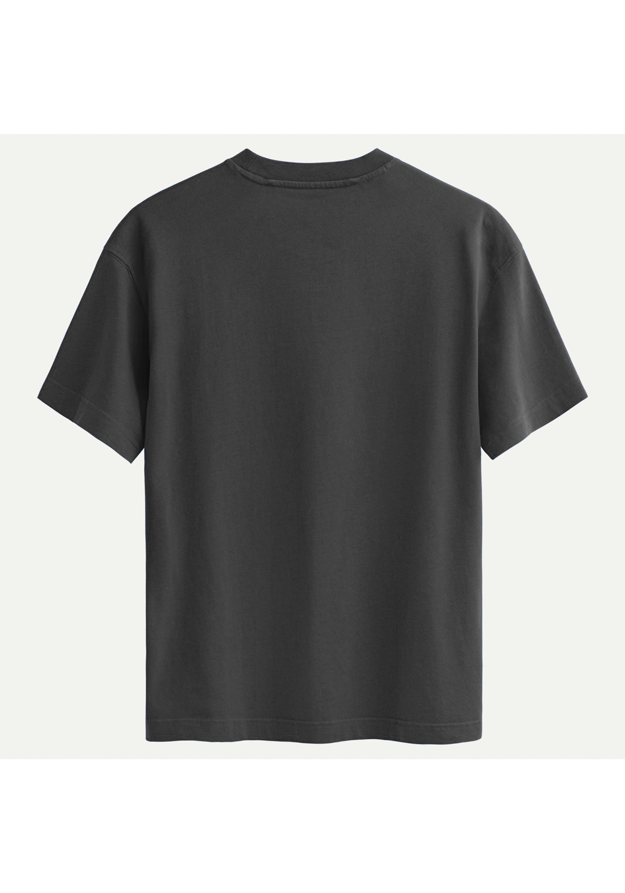Unisex Bisiklet Yaka %100 Organik Pamuklu Kalın Dokulu Rose Baskılı Oversize T-shirt - FÜME