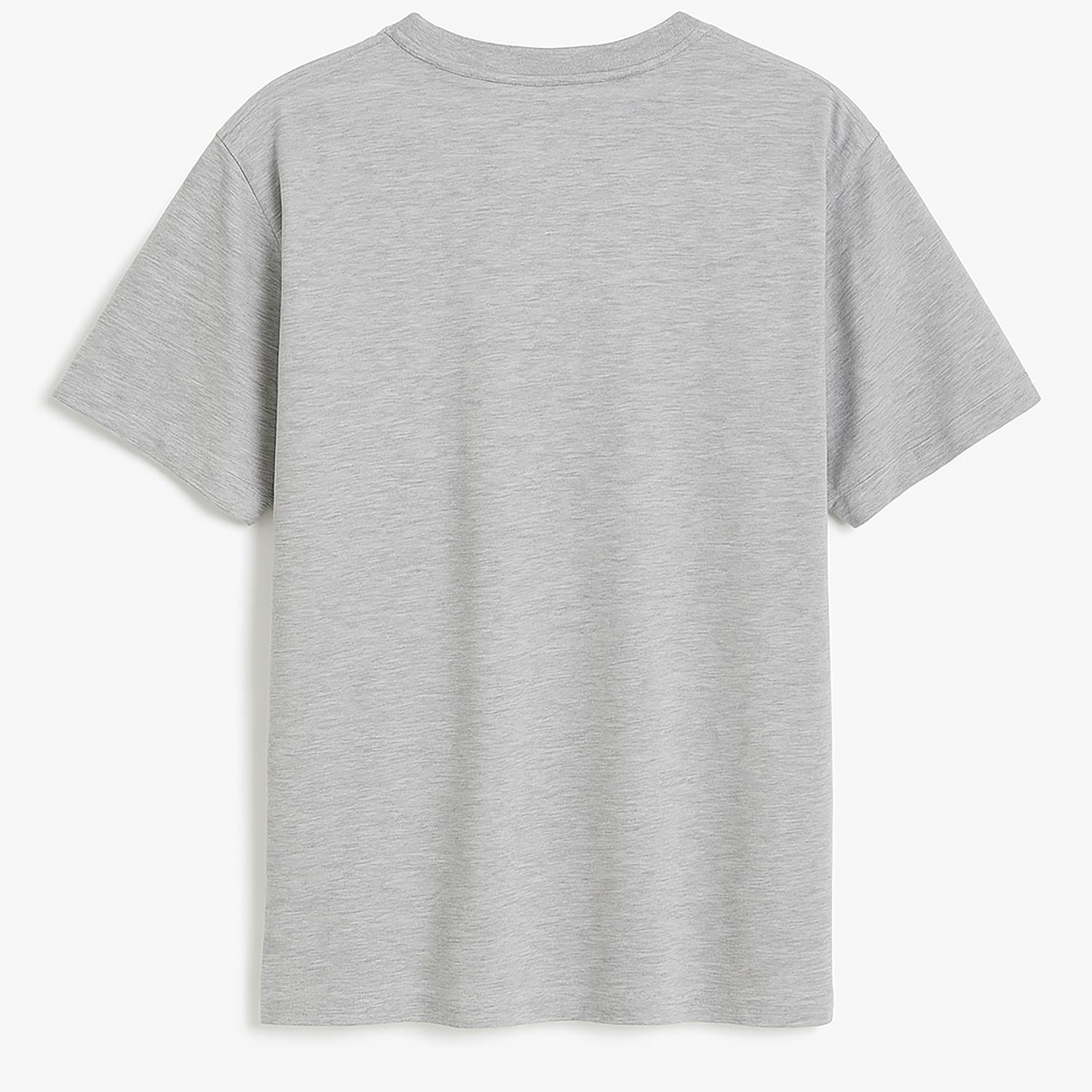 Unisex Bisiklet Yaka %100 Organik Pamuklu Kalın Dokulu Düz Oversize T-shirt - GRİ MELANJ