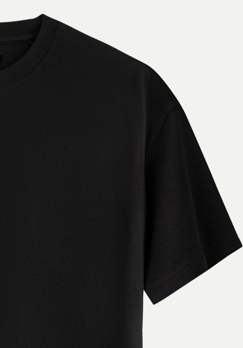 Unisex Bisiklet Yaka %100 Organik Pamuklu Kalın Dokulu Tokyo Baskılı Oversize T-shirt - SİYAH