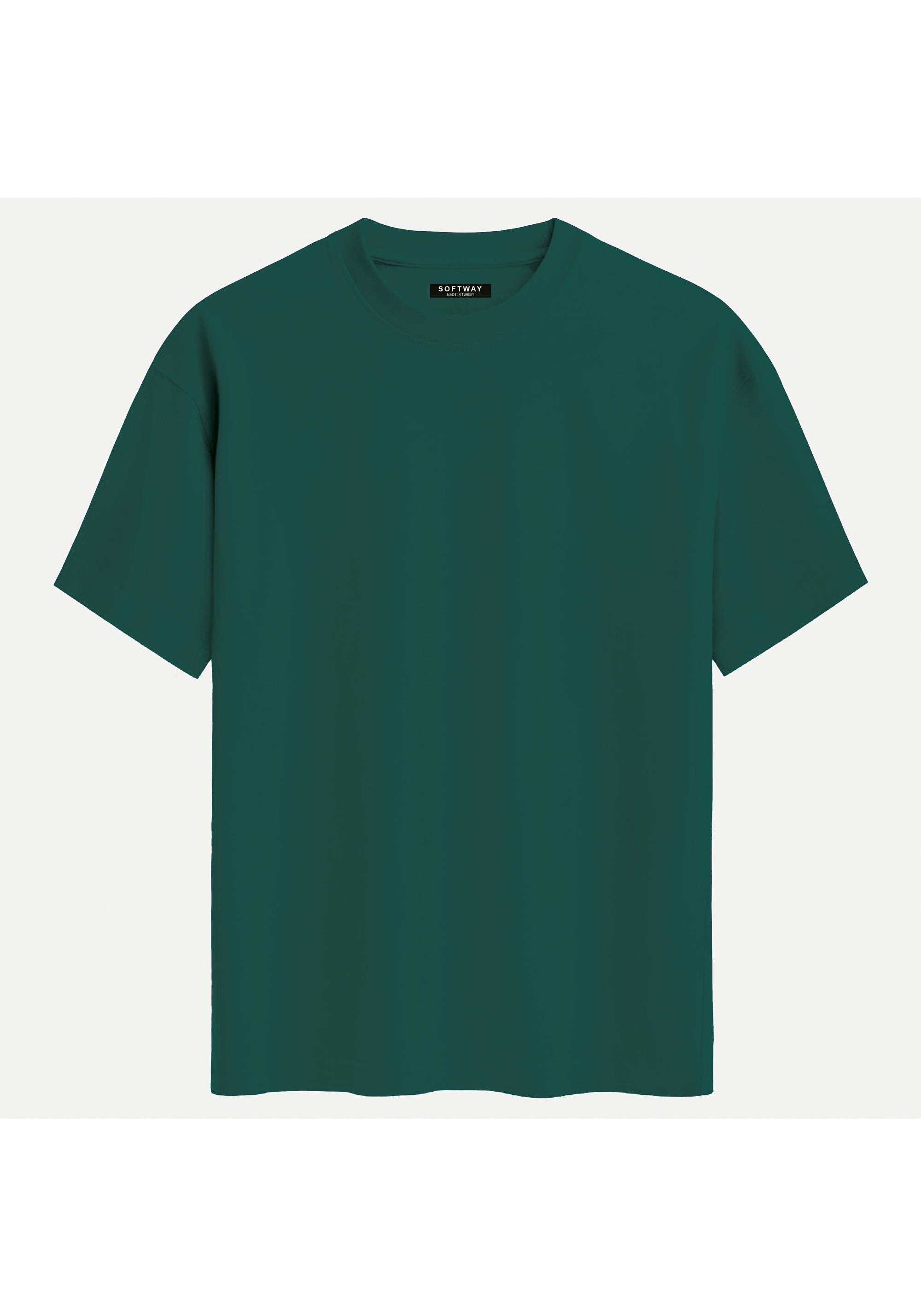Unisex Bisiklet Yaka %100 Organik Pamuklu Kalın Dokulu Toyota Supra A90 Baskılı Oversize T-shirt - KOYU YEŞİL