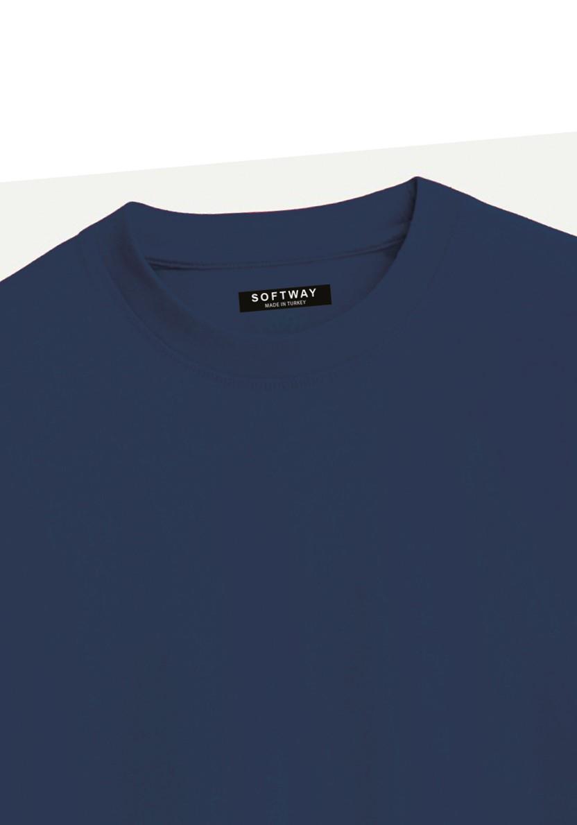 Unisex Bisiklet Yaka %100 Organik Pamuklu Kalın Dokulu YAHWEH Baskılı Oversize T-shirt - LACİVERT