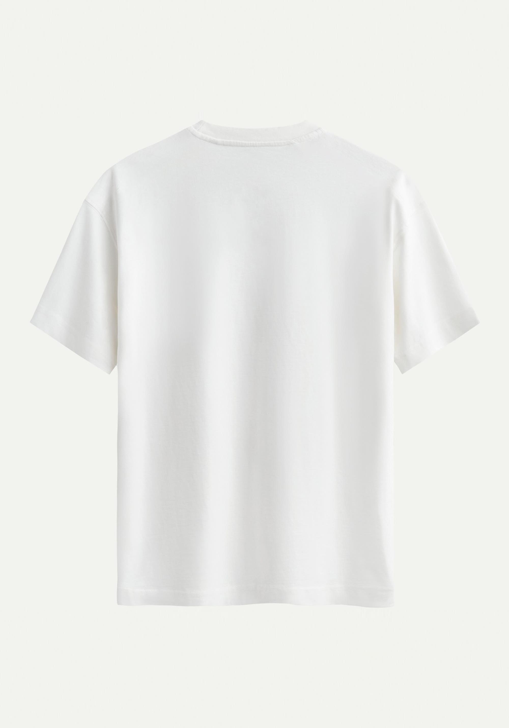 Unisex Bisiklet Yaka %100 Organik Pamuklu Kalın Dokulu YAHWEH Baskılı Oversize T-shirt - EKRU