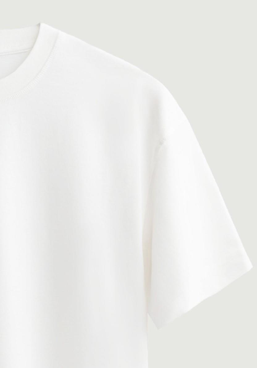 Unisex Bisiklet Yaka %100 Organik Pamuklu Kalın Dokulu Porsche 911 Baskılı Oversize T-shirt - BEYAZ