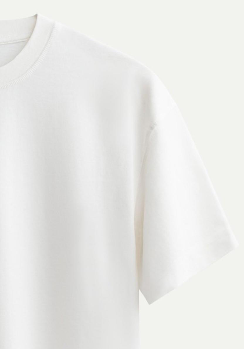 Unisex Bisiklet Yaka %100 Organik Pamuklu Kalın Dokulu California Baskılı Oversize T-shirt - EKRU