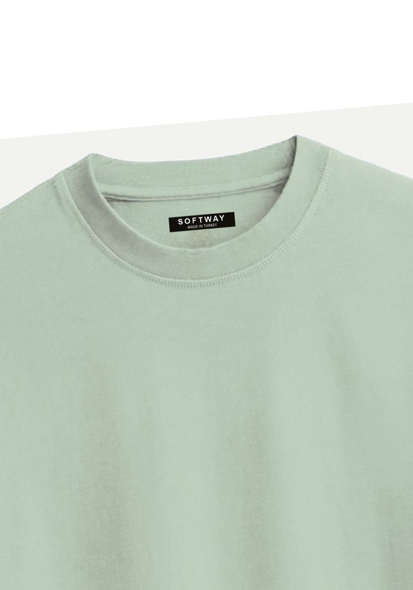 Unisex Bisiklet Yaka %100 Organik Pamuklu Kalın Dokulu YAHWEH Baskılı Oversize T-shirt - BEJ
