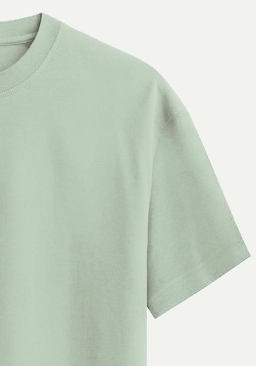 Unisex Bisiklet Yaka %100 Organik Pamuklu Kalın Dokulu YAHWEH Baskılı Oversize T-shirt - BEJ