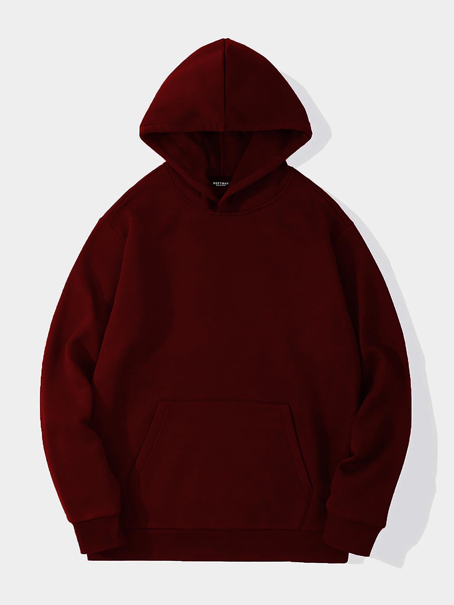 Unisex Cherry Cocktail Baskılı Kapüşonlu İçi Yumuşak Polarlı Oversize Sweatshirt - BORDO